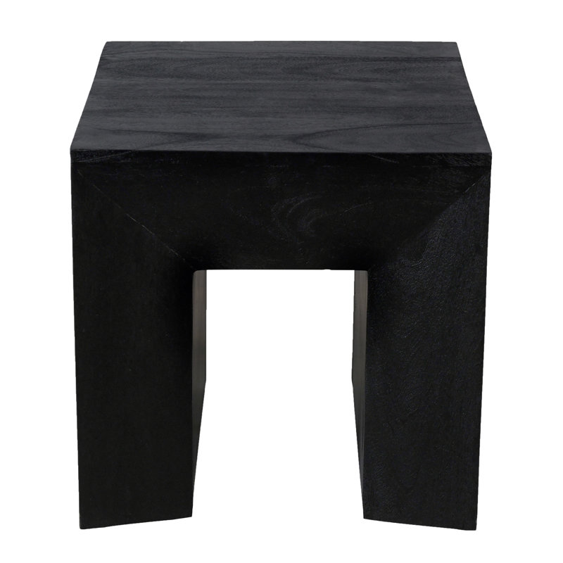 Table d'appoint Amaiya au fini gris anthracite moderne sur bois de manguier massif