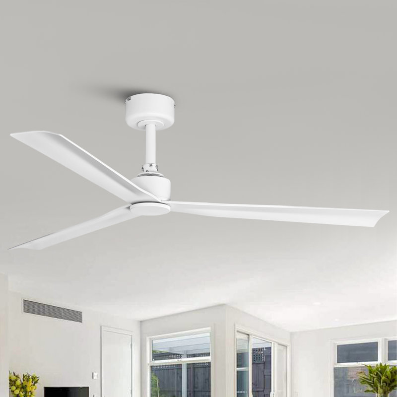 50" Modern White Propeller Ceiling Fan without Lights, Remote Control Included, 6-Speed Reversible DC Motor, Timer
