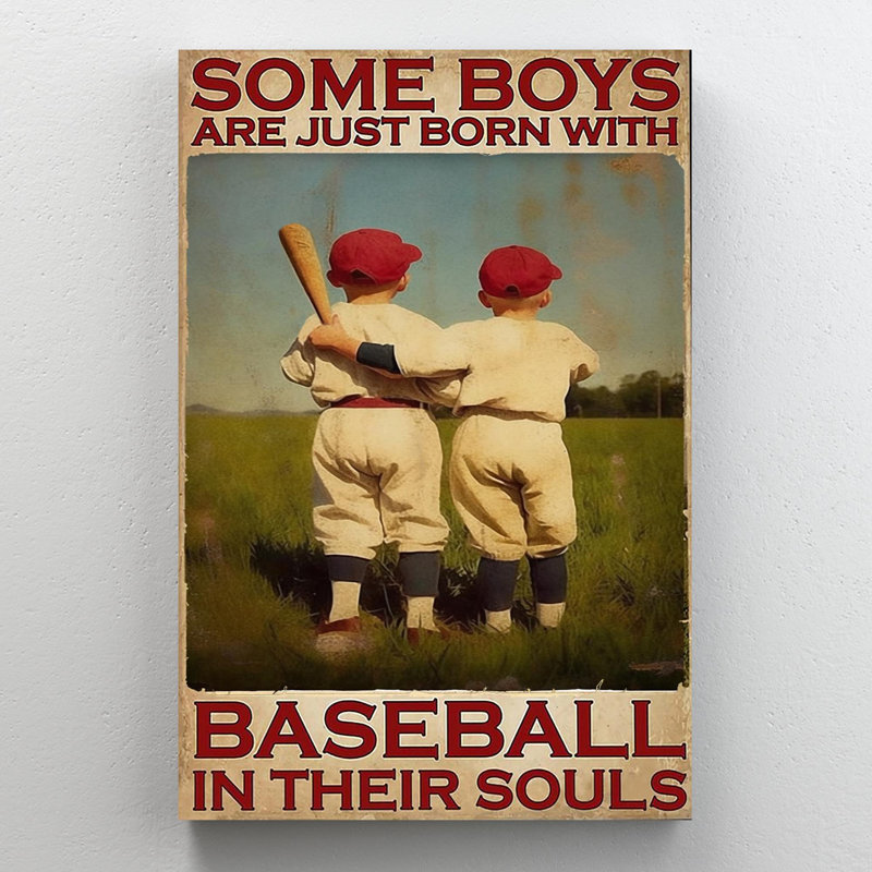 Impression sur toile tendue, certains garçons sont juste nés avec une balle de baseball, H 20 po x l 16 po x P 1,25 po