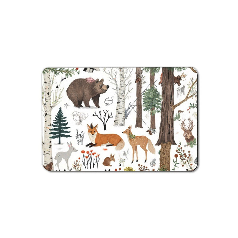Tapis de bain animaux de la forêt et plantes vertes, l 16 x L 24