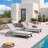 Aluminum Pool Side Sun Lounges Adjustable Reclining Patio Set Pack Of 2 With Cushion-1456154893