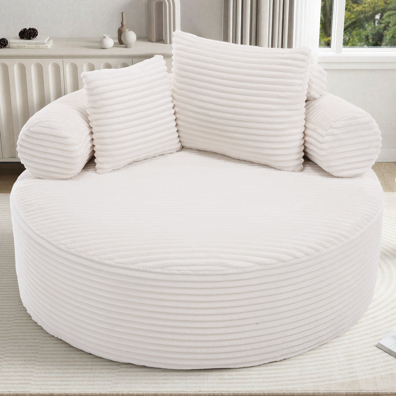 Fauteuil demi-tonneau rembourré Addisin, Blanc