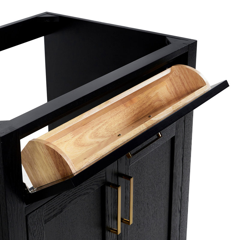 Base de meuble-lavabo simple en bois massif 42 po Osoria, Chêne noir