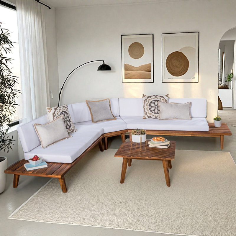 Bynum Symmetrical Modular Sectional with Ottoman, White