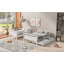 Lit superposé simple au-dessus d'un lit double avec barrière de sécurité en échelle et lit gigogne simple pour une utilisation polyvalente et peu encombrante-798113635