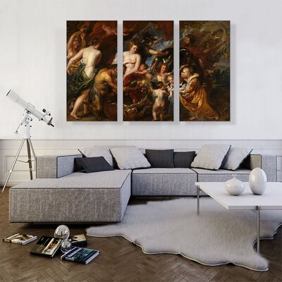 Minerva Protects Pax from Mars Peace and War 1630 by Peter Paul Rubens - 3 Piece Wrapped Canvas Painting Print Set -  ARTCANVAS, RUBENS15-3L-60x40