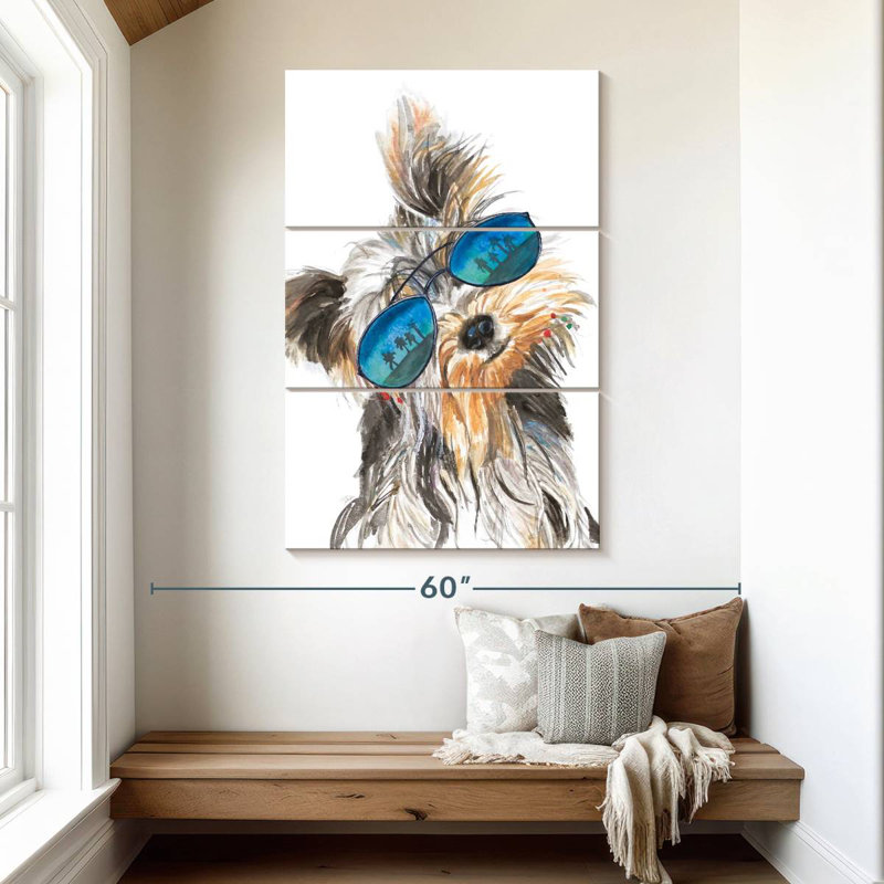 Brampt Yorkie With Shades, 50" H x 32" W
