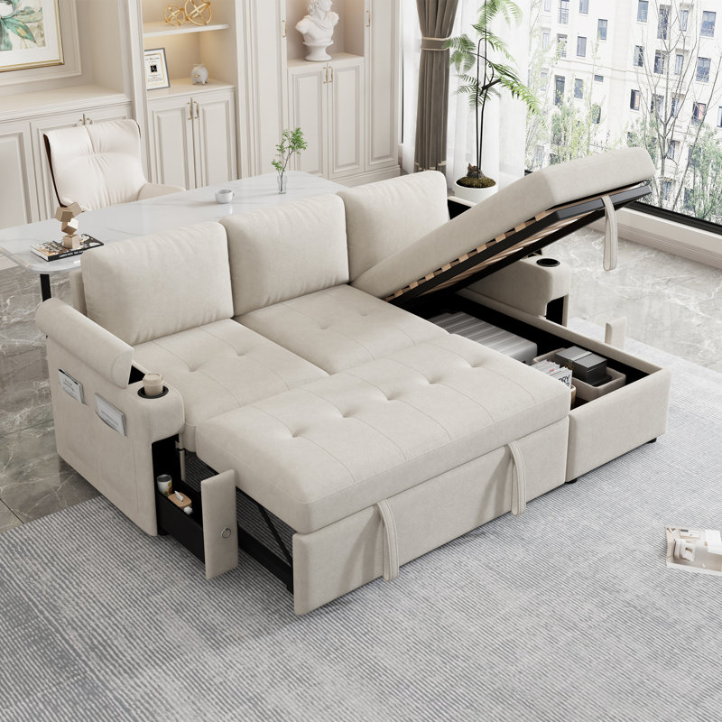 Canapé modulaire de 83,5 po avec canapé en L et canapé-lit