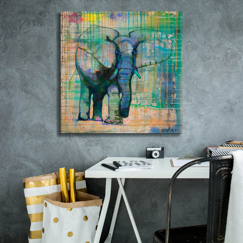 «Elephant In Charge» par Zwart, H 26 po x l 26 po x P 1,5 po