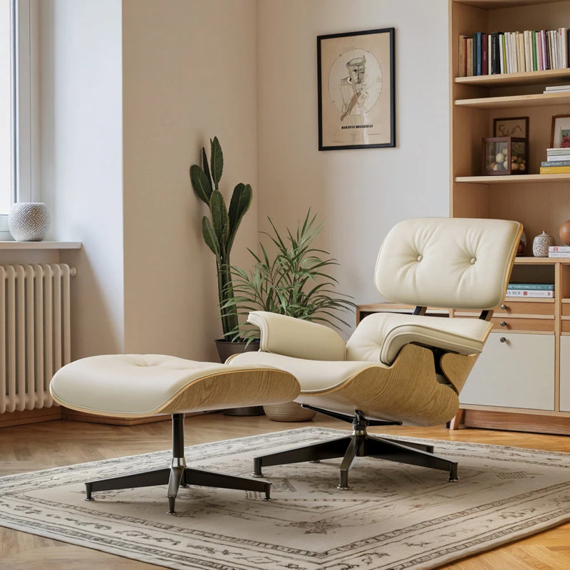 Faux Leather Chaise Lounge, Beige