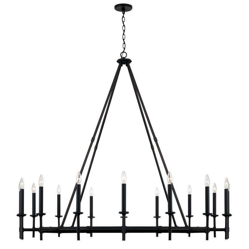 16 - Light Dimmable Wagon Wheel Chandelier