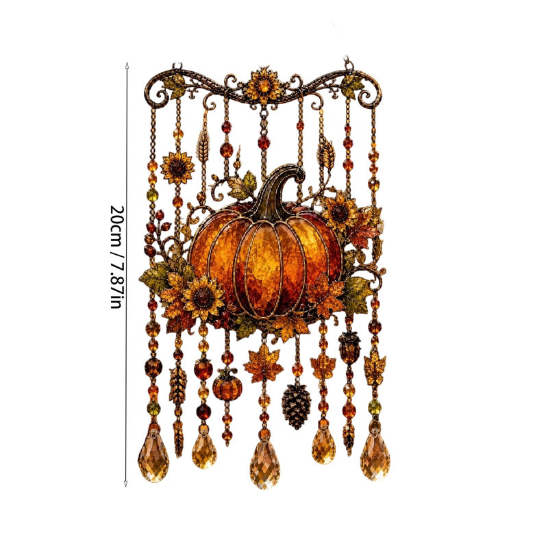 Décorations d'Halloween : carillons éoliens sur le thème de l'Action de grâce, attrape-soleil en acrylique, adaptés aux fenêtres et aux jardins, décorations extérieures sur les thèmes de l'automne, de l'Action de grâce et d'Halloween.