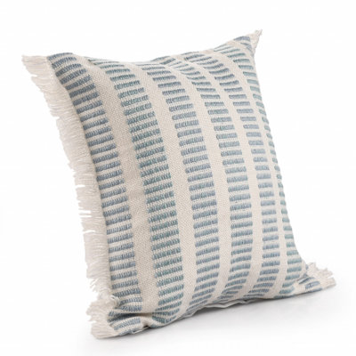 Oreiller à fermeture à glissière en polyester bleu et ivoire 20 po x 20 po