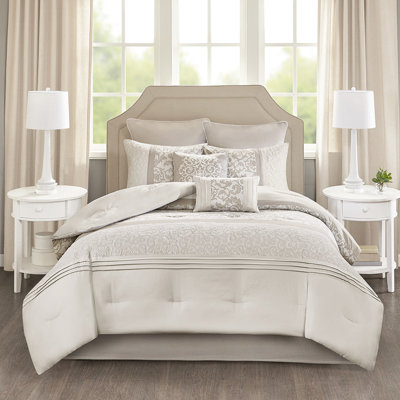 Édredon grand 8 pièces brodé - Décoration de chambre gracieuse, rembourrage, microfibre douce