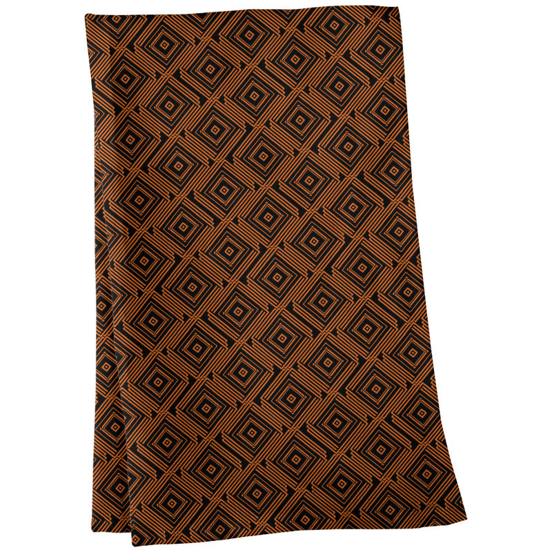 Serviette de thé à labyrinthe carré, Polyester sergé, Brun