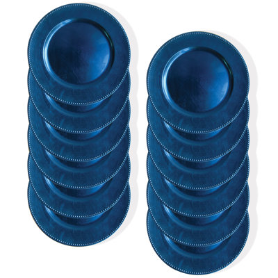 Blue 13" D Beaded Charger Plate