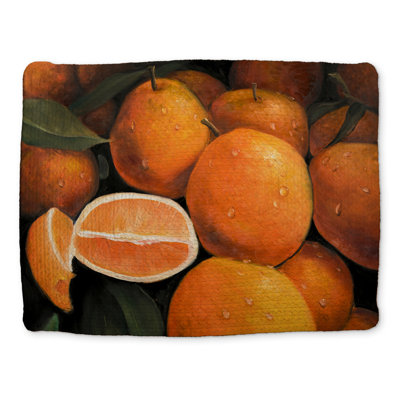 Napperon gastronomique tressé vert - motif oranges fraîches