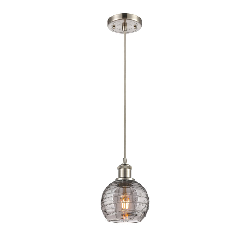 Luminaire suspendu à 1 lumière Carner, H 17,75 po x l 5,88 po x P 5,88 po, Nickel satiné brossé