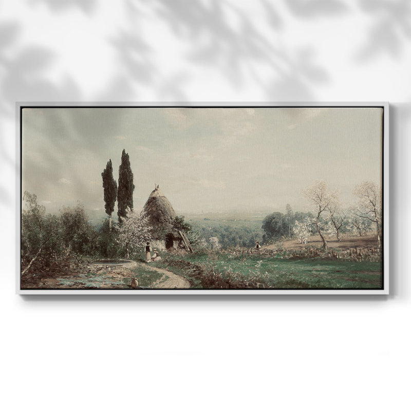 Paysage, série D XXXVII, toile tendue avec châssis, prête à être accrochée, H 21 po x l 41 po, Blanc