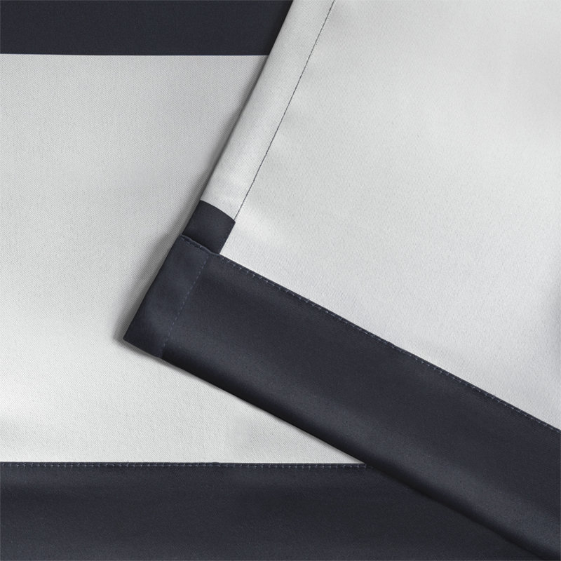 Julie Room Darkening Curtain Pair, 54" W x 96" L, Navy Blue/White