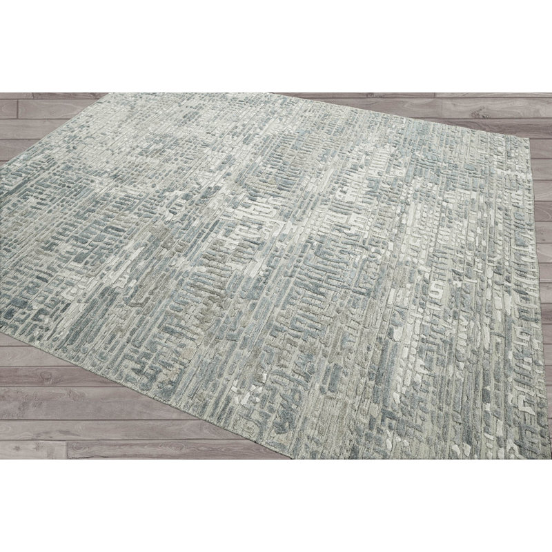 Tapis unique gris 9 pi 7 po x 13 pi 4 po Kushal, Rectangle 9'7'' x 13'4''