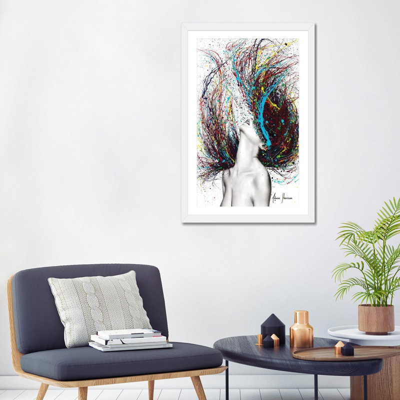 «Excite» par Ashvin Harrison - impression d'art graphique, Papier encadré blanc, Blanc, H 32 po x l 24 po x P 1 po