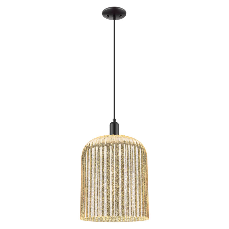 Mini luminaire suspendu suspendu 1 lumière Downtown, H 18,38 po x l 12 po x P 12 po, Mercure, Noir mat
