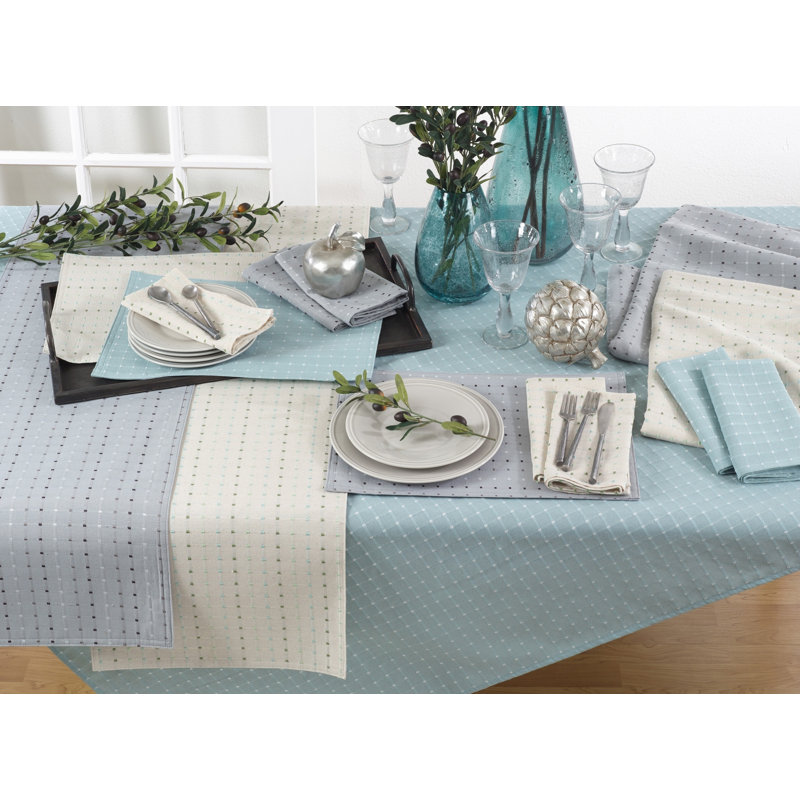 Ensemble de napperons blancs en mélange de coton 13 pi x l 19 po White Modern Stitched Line, Blanc, Taille l 13 po x L 19 po