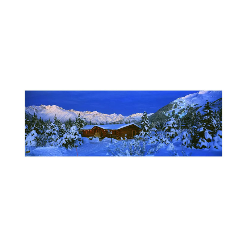 Mountainside Cabin Near Mount Alyeska, Chugach Mountains, Alaska, USA by Panoramic Images - Wrapped Canvas Panoramic Print