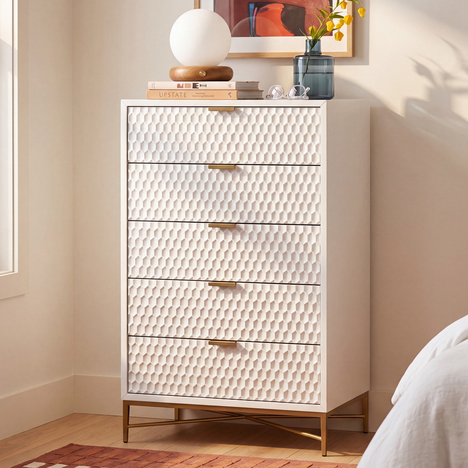 Capra 30" W 5-Drawer Wood Standard Dresser, White