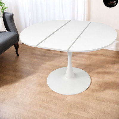 Tables de salle à manger extensibles modernes (table seulement, pas de chaises, avec plateau et pieds), table tulipe blanche