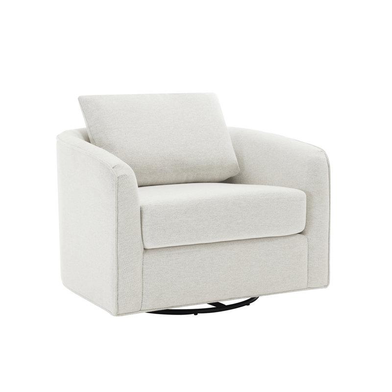 Accent Chairs,Oversized 360 Swivel Armchair(Seat Area:16.69"D x 25.98"W),Modern Comfy Reading Chairs for Living Room with Metal Base,Performance Fabric in Off-White