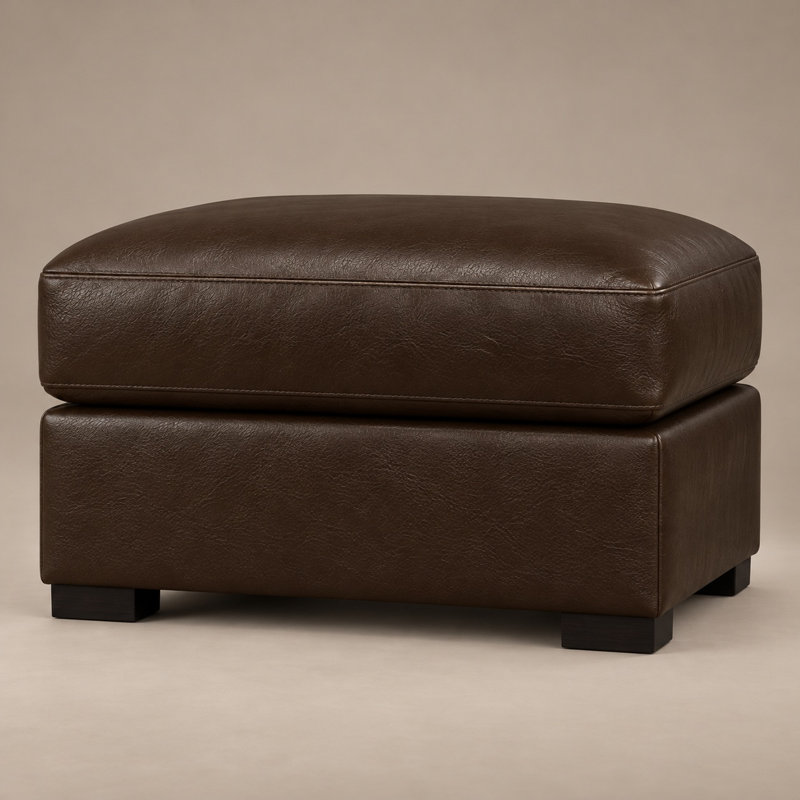 Vancouver Heirloom Quality Ottoman in Buttery Soft 100% Top Grain Leather, Made to Order, Amadeus Coffee