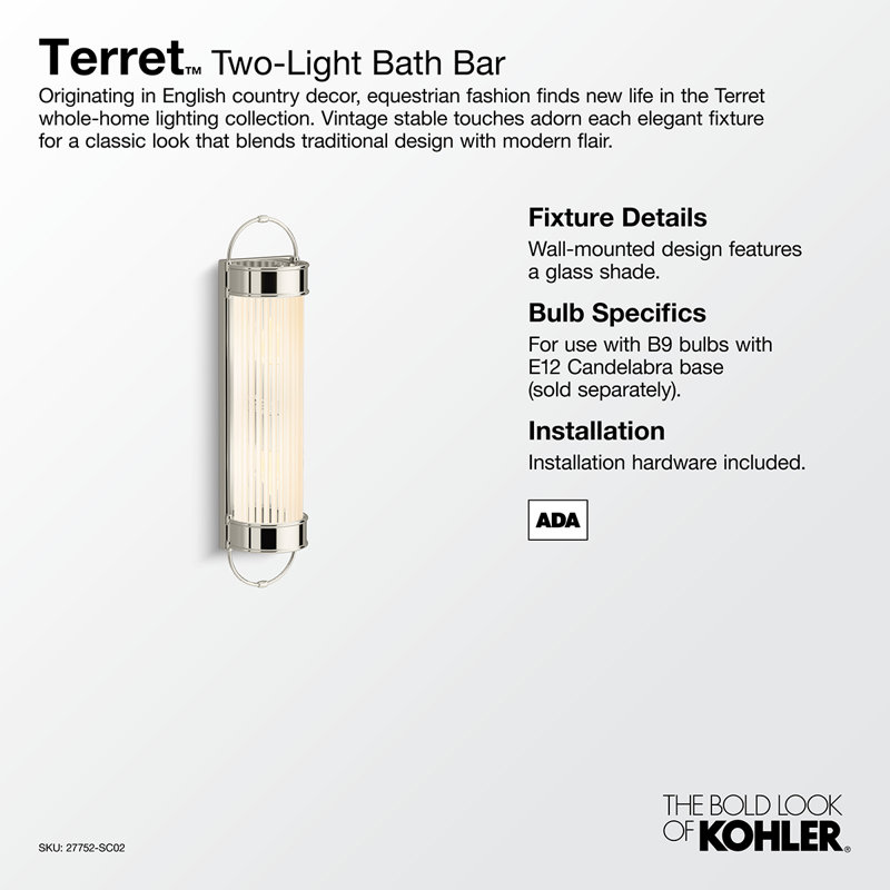 Terret 21" 2 - Light Bath Bar, Vibrant Brushed Bronze