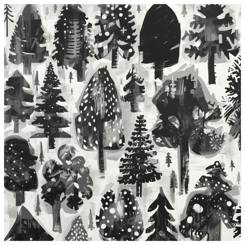 Couvertures monochromes Forest Illustration, L 50 po x H 60 po