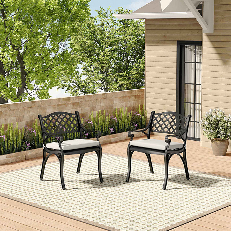 Candi Patio Dining Armchair with Cushion, Black