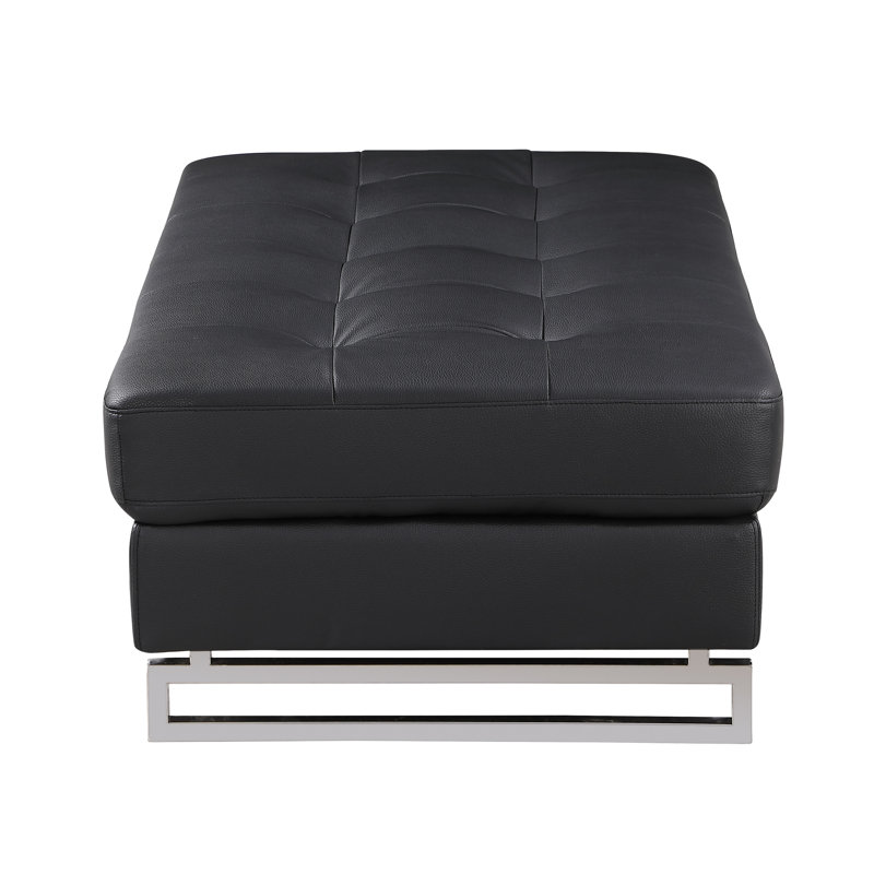 Black Oversized Leather With Solid Wood And Legs Element Option Stool Build