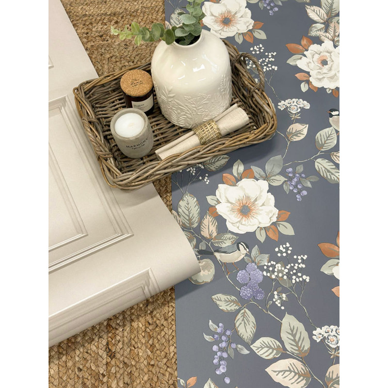 Papier peint floral Bramble, Bleu