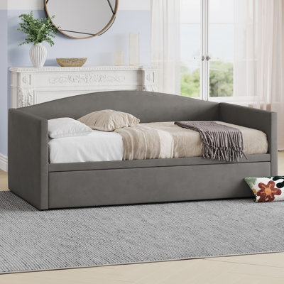Lit de jour simple avec lit gigogne escamotable, canapé-lit tapissier en velours, conception simple à très simple, parfaite pour les chambres d'amis