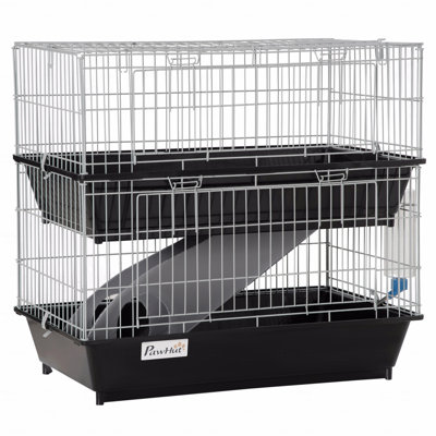 Cage à souris à 2 niveaux, cage de furet avec plat et bouteille, rampe, 2 portes