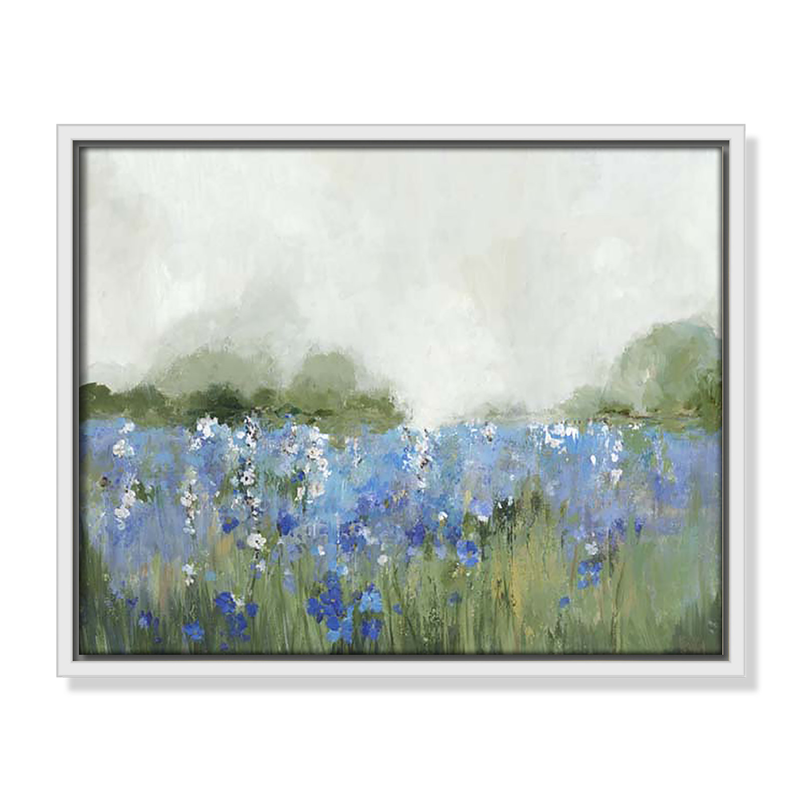 Meadows Bluebels Field "Meadows Bluebells Field" Print, 12.5" H x 15.5" W x 2" D, White Framed