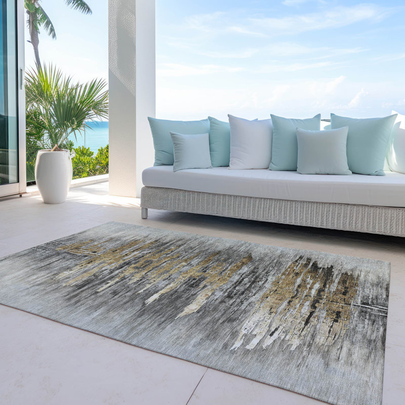 Yaresly Washable Abstract Indoor / Outdoor Rug, Rectangle 5' x 7'6"