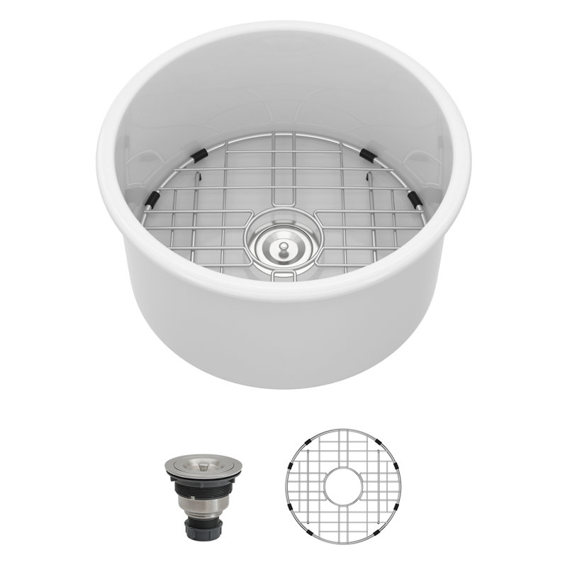 18" L X 18" W Ceramic Drop-In/Undermount Kitchen Sink 9 Inch Deep Single Bowl Basin, Black