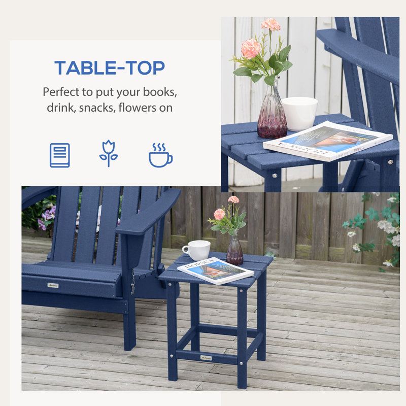 Blue HDPE Plastic Square Outdoor Side Table