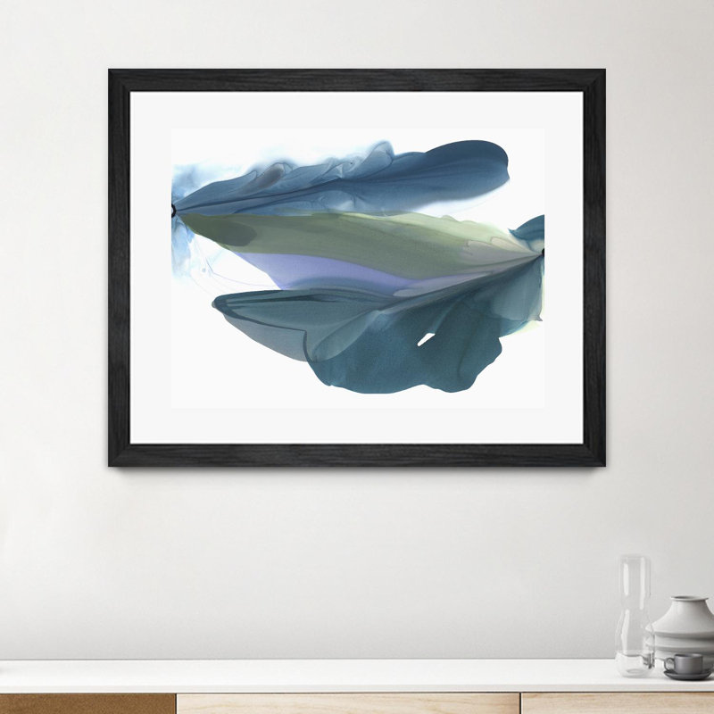 «Blue Feathers I» mat et cadre, Cadre noir, L 32 po x H 24 po