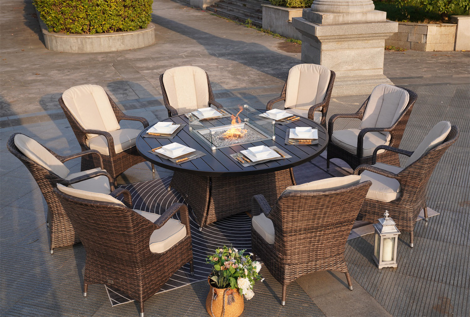 Primestok Natascha 8 - Person Round Outdoor Dining Set with Cushions ...