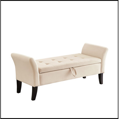 Banc en velours avec rangement et siège moelleux