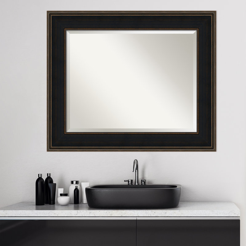 Miroir de meuble-lavabo biseauté moderne et contemporain, H 30 po x l 36 po