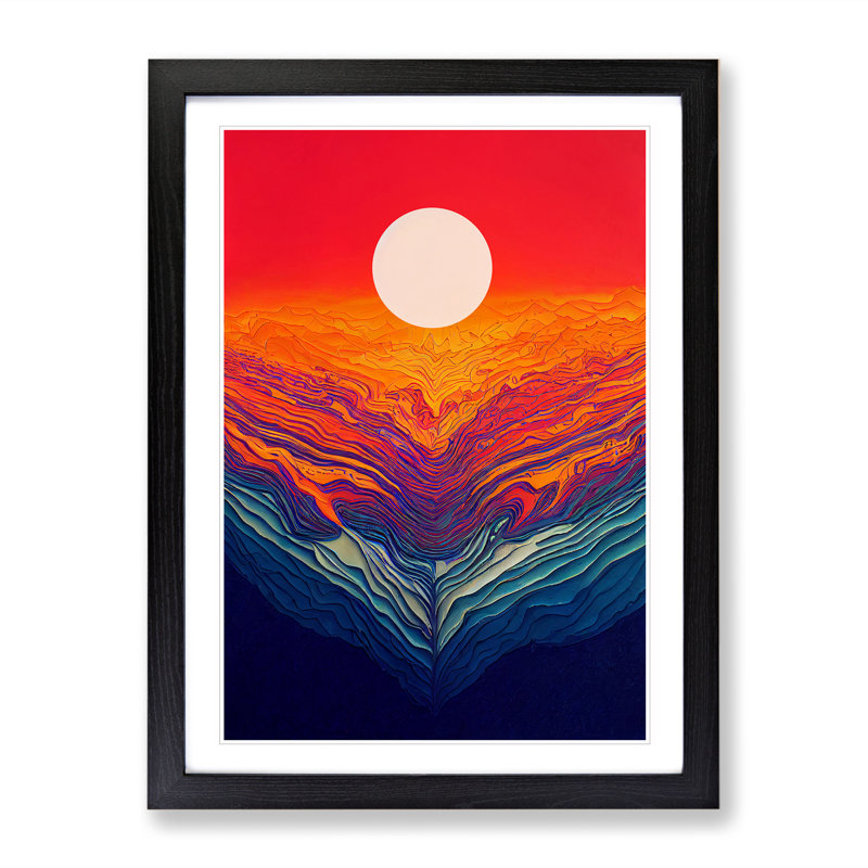 XV1022-3408X Passionate Abstract Sunset - Print, 36cm H x 27cm W, Black Framed