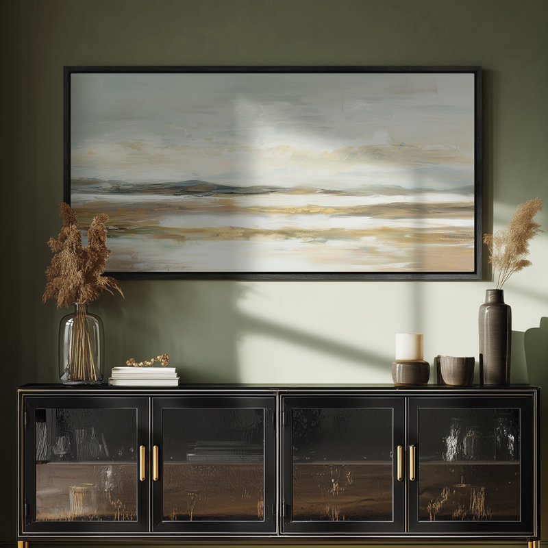 «Soft Neutral Landscape», impression sur toile pour chambre à coucher, H 30 po x l 60 po, Noir